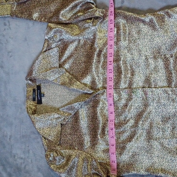Jones/Wear Women's Stretch Brown/Black Long Sleeve Subtle ShimmerShirt Size 10 - Picture 5 of 8